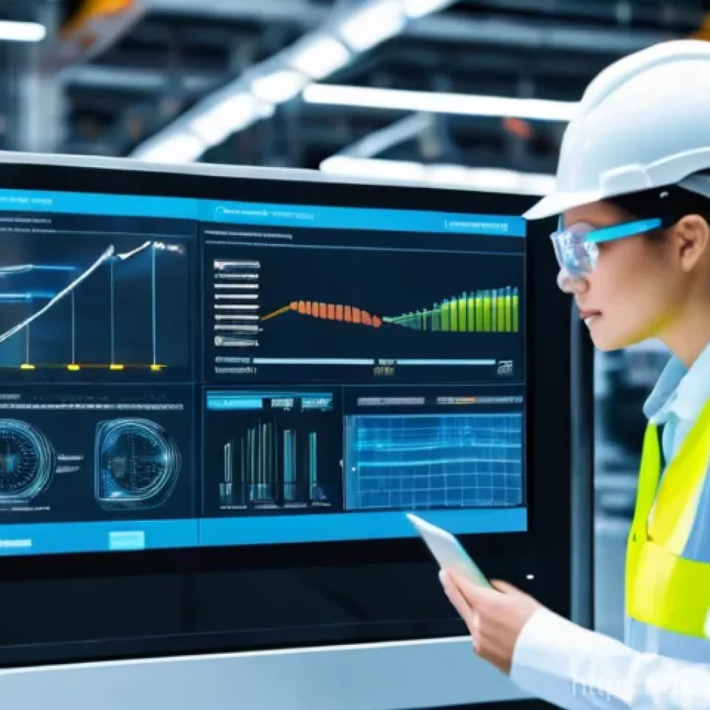 디지털 트윈을 통한 성과 기반 관리 - **Prompt 1: Next-Generation Factory Floor with Digital Twin Integration**
"A vibrant, wide-angle...