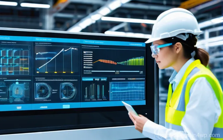 디지털 트윈을 통한 성과 기반 관리 - **Prompt 1: Next-Generation Factory Floor with Digital Twin Integration**
"A vibrant, wide-angle...