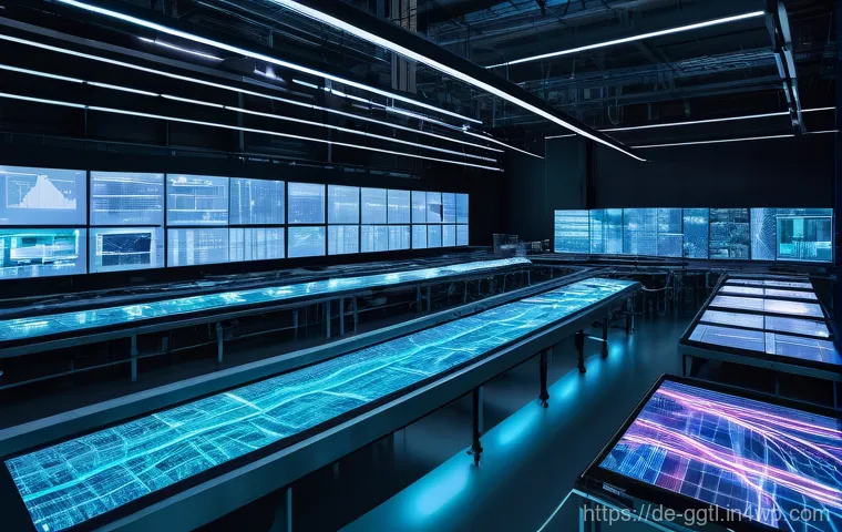 디지털 트윈을 통한 시스템 통합 전략 - **Prompt for "The Pulse of Production: System Integration":**
"A sleek, ultra-modern factory flo...
