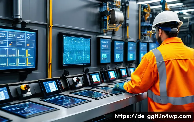 디지털 트윈 구축을 위한 필수 기술 - A high-tech industrial factory interior showcasing an array of MEMS sensors mounted on machinery for...