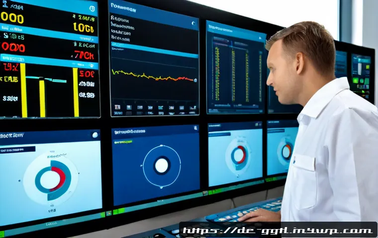 Home 17 디지털 트윈의 실시간 데이터 활용 - Photorealistic modern German manufacturing control room, an experienced engineer in practical workwe...